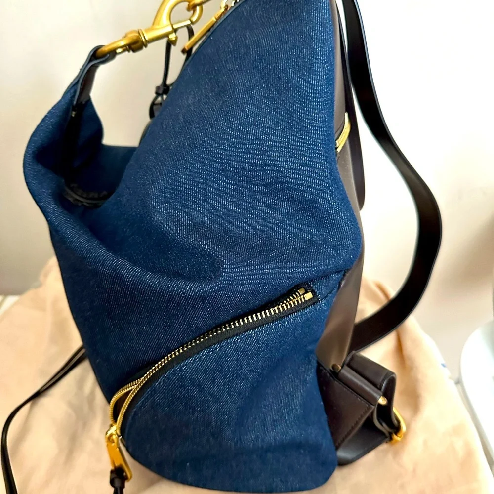 Rebecca Minkoff Navy Backpack with Gold Hardware - Picture 4 of 5